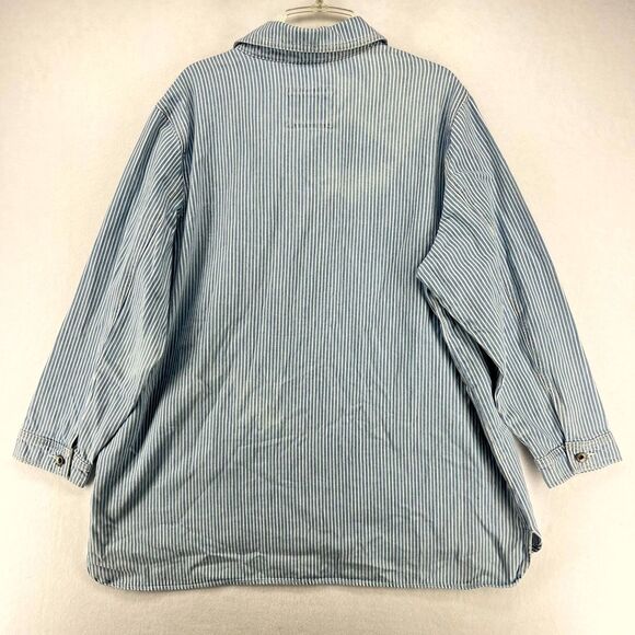 Old Navy Button Front Jean Jacket White/Blue Stripes Ladies Size‎ 2X NEW - Picture 2 of 11